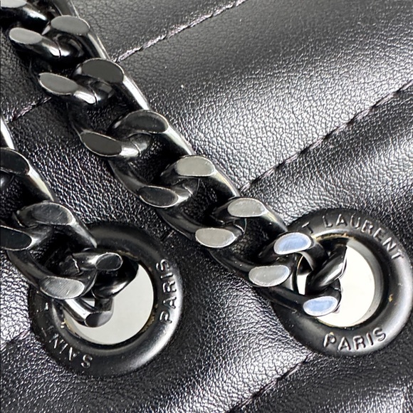 Yves Saint Laurent Black Chevron Shoulder Bag - Picture 8 of 13